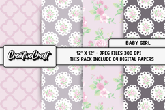 Baby Girl Digital Papers, baby shower digital scrapbooking Product Image 1