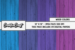 Wood Colors Digital Papers, primary colors background design Product Image 1