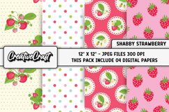 Shabby Chic digital paper, strawberry digital paper graphics Product Image 1