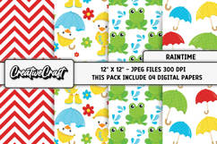 Rain Time Digital Papers, scrapbooking backgrounds designs Product Image 1