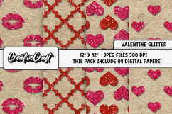 Valentine Day Glitter Digital Papers, backgrounds designs Product Image 1