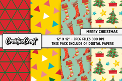 Christmas Digital Paper, christmas scrapbook illustrations Product Image 1