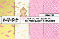 Princess Digital Papers, princess backgrounds illustrations Product Image 1