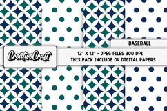 Baseball Sport Digital Paper, baseball graphic illustrations Product Image 1