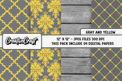 Gray Yellow Digital Papers, honeybee backgrounds designs Product Image 1