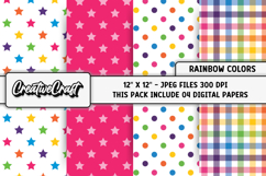 Rainbow Colors Digital Papers, scrapbook backgrounds designs Product Image 1