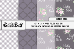 Baby Girl Digital Papers, baby shower digital scrapbooking Product Image 1