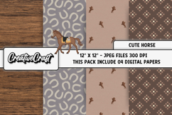 Cute Horse Digital Papers, cute horse backgrounds designs Product Image 1