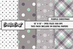 Purple Christmas Digital Papers, christmas background design Product Image 1