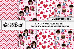 Valentines Day Digital Papers, valentines day illustrations Product Image 1