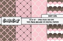 Baby Girl Digital Papers, baby shower digital scrapbooking Product Image 1