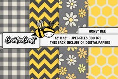 Honey Bee Digital Paper, honeybee scrapbook, illustrations Product Image 1