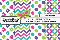 Springtime Digital Papers, spring backgrounds illustrations Product Image 1