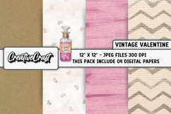 Vintage Valentine Digital Papers, vintage background designs Product Image 1