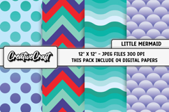 Little Mermaid Digital Papers, scrapbook backgrounds designs Product Image 1