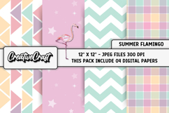 Summer Flamingo Digital Papers, summer digital scrapbook Product Image 1
