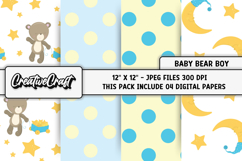 Baby Bear Boy Digital Papers, baby shower illustrations Product Image 1