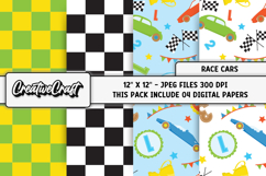 Race Cars Digital Papers, racing cars backgrounds designs Product Image 1