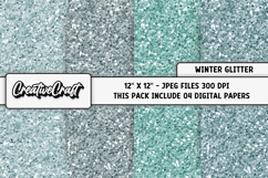 Winter Glitter Digital Papers, winter colors digital papers Product Image 1