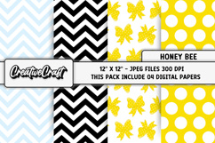 Honey Bee Digital Paper, honeybee scrapbook, illustrations Product Image 1