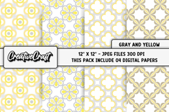 Gray Yellow Digital Papers, baby shower backgrounds designs Product Image 1