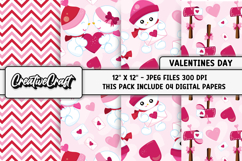 Valentines Day Digital Papers, valentines day illustrations Product Image 1