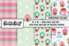 Christmas Village Digital Paper, christmas illustrations Product Image 1