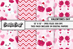 Valentines Day Digital Papers, valentines day illustrations Product Image 1