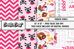 Pirate Girls Digital Papers, pirates backgrounds designs Product Image 1