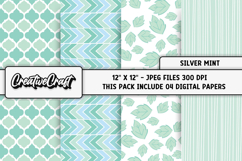 Silver Mint Digital Papers, scrapbooking backgrounds designs Product Image 1