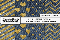 Denim Gold Glitter Digital Papers, denim textures designs Product Image 1