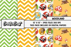 Woodland Digital Paper, fall autumn digital papers graphics Product Image 1