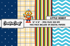 Little Robot Digital Papers, background design illustrations Product Image 1