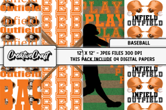 Baseball Sport Digital Paper, baseball graphic illustrations Product Image 1