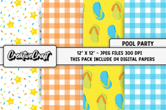 Pool Party digital papers, summer tropical scrapbook designs Product Image 1