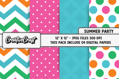 Summer Party Digital Papers, scrapbook backgrounds designs Product Image 1