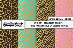 Gold Animal Print Digital Papers, animal skin backgrounds Product Image 1