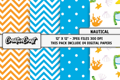 Nautical Digital Papers, scrapbooking backgrounds designs Product Image 1