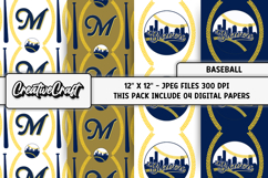 Baseball Sport Digital Paper, baseball graphic illustrations Product Image 1