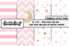 Twinkle Little Star Digital Paper, night illustration design Product Image 1
