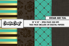 Brown Teal Digital Papers, brown backgrounds illustrations Product Image 1