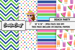 Beach Party Digital Paper, summer backgrounds illustrations Product Image 1