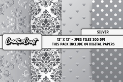 Silver Digital Papers, silver scrapbook, silver backgrounds Product Image 1