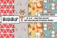 Christmas Forest Digital Paper, merry christmas illustration Product Image 1
