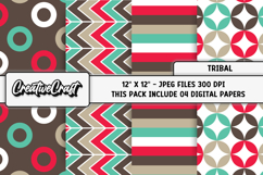 Boho Tribal Digital Papers, boho tribal digital scrapbook Product Image 1