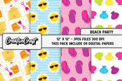 Beach Party Digital Paper, summer backgrounds illustrations Product Image 1