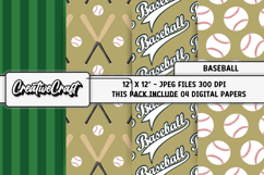 Baseball Sport Digital Paper, baseball graphic illustrations Product Image 1