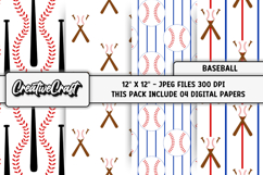 Baseball Sport Digital Paper, baseball graphic illustrations Product Image 1