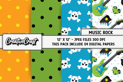 Music Rock Digital Paper, music scrapbook illustrations Product Image 1