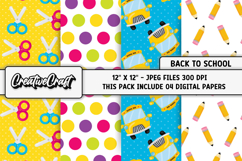 Back To School Digital Paper, school supplies, illustrations Product Image 1